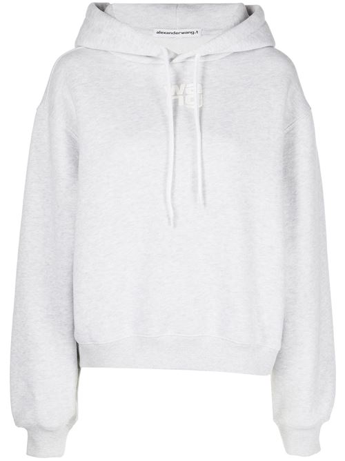 Light heather grey cotton hoodie Alexander Wang | 4CC3222069050